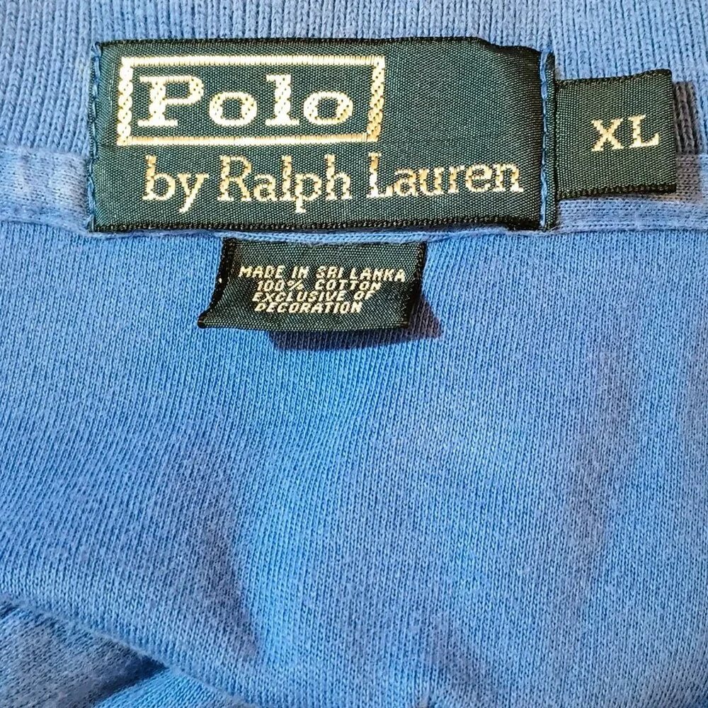 Polo Ralph Lauren Vintage Shirt XL Classic Blue Short Sleeve Single Stitch